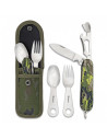 Conjunto de talheres de camping multicam verde