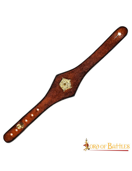 Pulseira feita à mão em couro marrom...