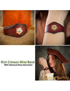 Pulseira feita à mão em couro Tudor marrom com decoração... 2