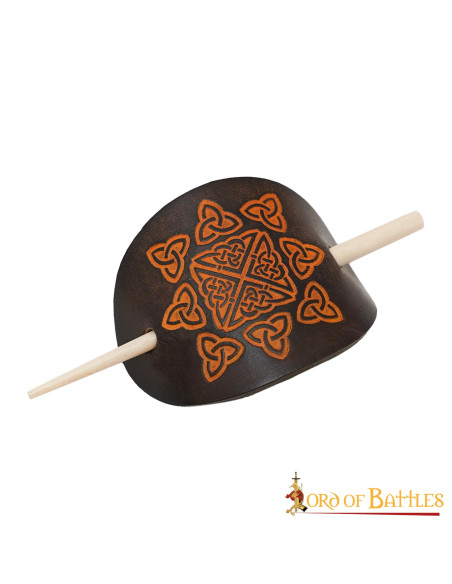 Broche de cabelo de couro com...