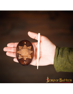 Broche de cabelo de couro marrom com presilha de osso real