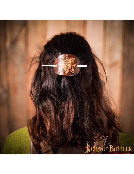 Broche de cabelo de couro marrom com...