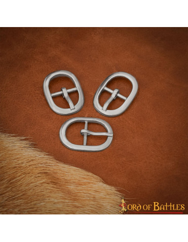 Conjunto de 3 pequenas fivelas ovais em aço