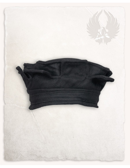 Chapéu medieval preto com ameias,...