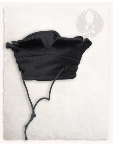 Chapéu medieval preto com ameias,...