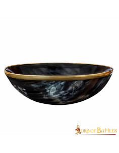 Tigela de chifre medieval com borda de latão autêntica 2