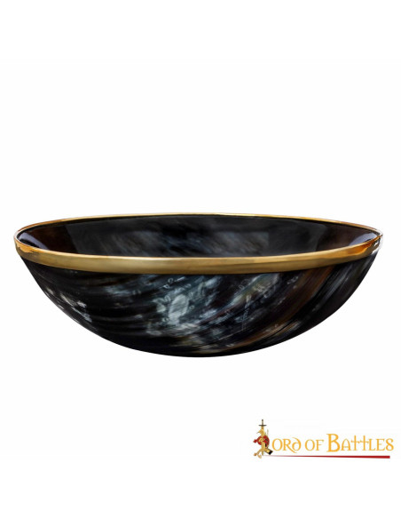 Tigela de chifre medieval com borda...