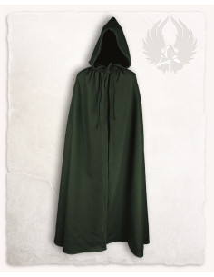 Capa medieval de lã verde Aaron (140 cm.)