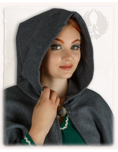 Capa curta de lã feminina Kim - Cinza