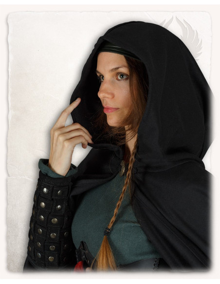 Capa curta de lã feminina Kim - Preto