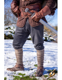 Calça de mistura de lã com padrão espinha de peixe...