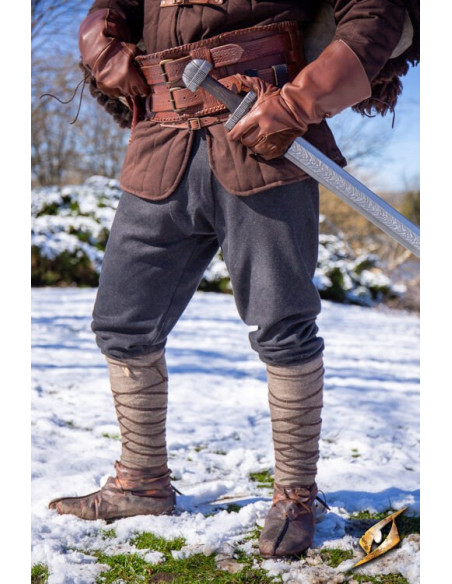 Calça de mistura de lã com padrão...