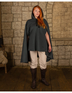 Manto medieval, tipo corvo, em tela - Verde oliva