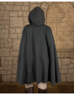 Manto medieval, tipo corvo, em tela - Verde oliva 2