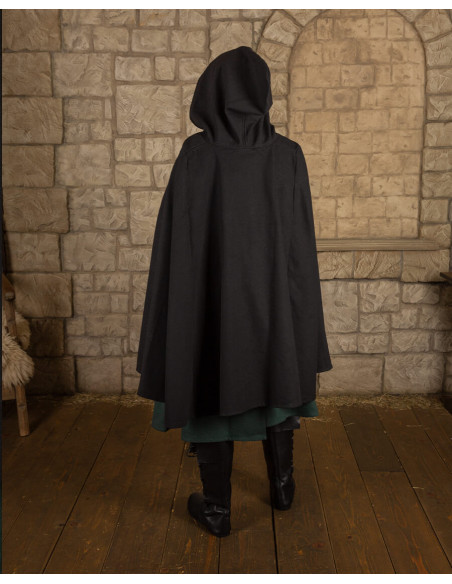 Manto medieval, tipo corvo, em tela -...