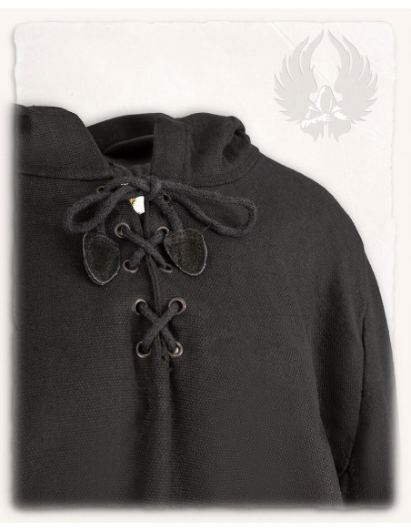 Manto medieval, tipo corvo, em tela -...