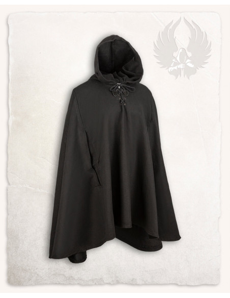 Manto medieval, tipo corvo, em tela -...