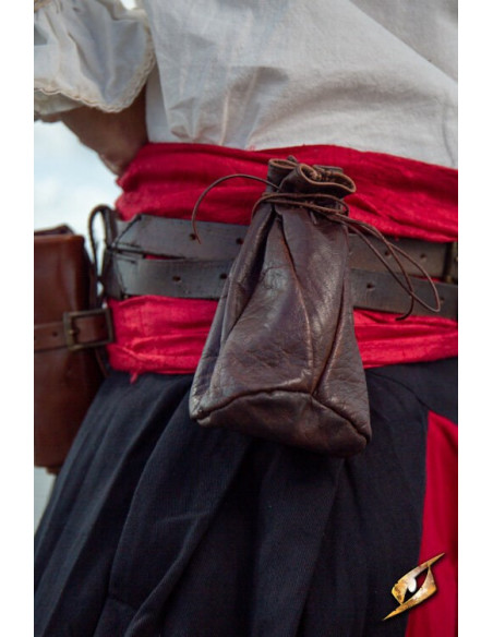 Bolsa de couro marrom para moedas...