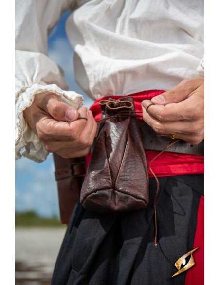 Bolsa de couro marrom para moedas...