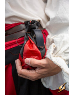 Bolsa de couro preto-vermelho para moedas Bounty Hunter