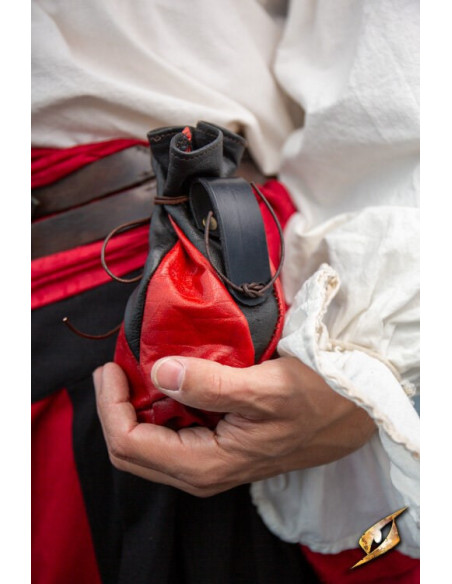 Bolsa de couro preto-vermelho para...