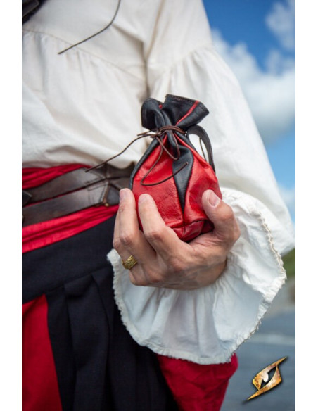 Bolsa de couro preto-vermelho para...