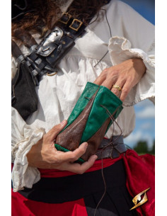 Bolsa de couro marrom-verde para moedas Bounty Hunter 2