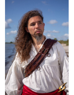 Alça de ombro Pirate Adventurer em couro marrom