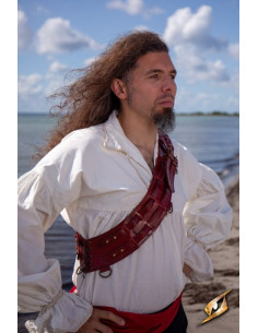 Alça de ombro Pirate Adventurer em couro vermelho baldrico