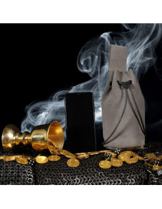 Bolsa para moedas com cordão de couro camurça cinza