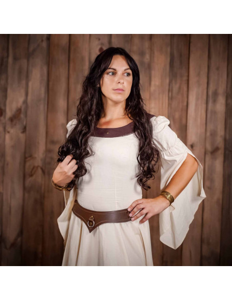 Colar medieval de couro com anel