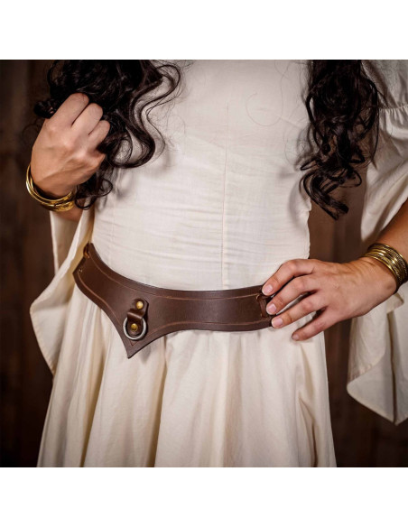 Colar medieval de couro com anel