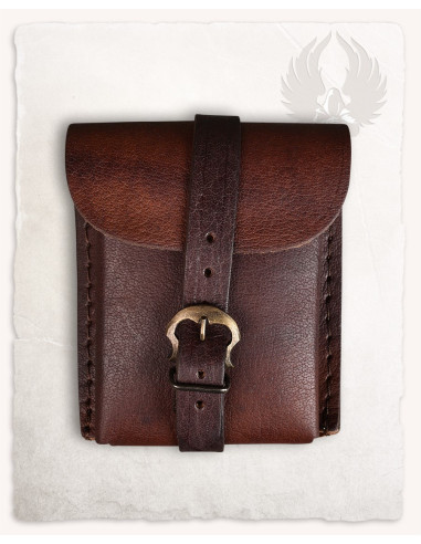 Bolsa medieval tipo pochete Geralt em marrom (14x12 cm.)