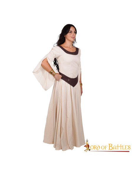 Vestido medieval de algodão leve,...