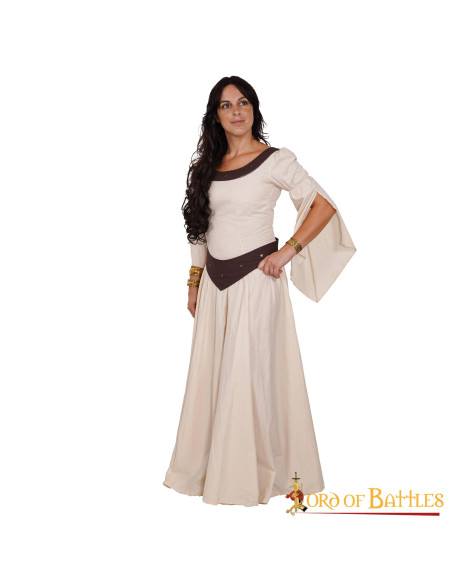 Vestido medieval de algodão leve,...