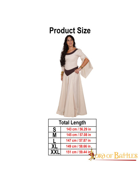 Vestido medieval de algodão leve,...