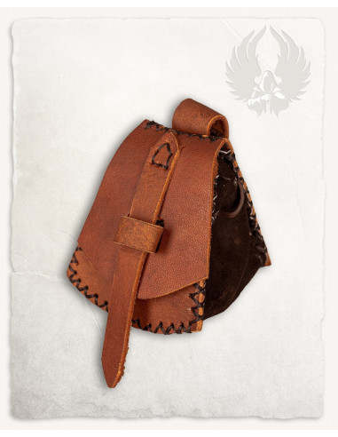 Bolsa Luis medieval tipo pochete em Castanho (10x12 cm.)