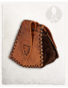 Bolsa Luis medieval tipo pochete em Castanho (10x12 cm.) 2