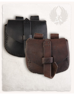 Bolsa Luis medieval tipo pochete em Castanho (15x18 cm.) 2
