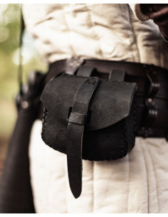 Bolsa Luis medieval tipo pochete em Preto (15x18 cm.) 2