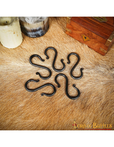 Conjunto de 5 ganchos S em ferro forjado