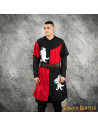 Tabardo medieval esquartejado dragão vermelho-preto