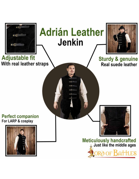 Colete medieval de camurça preta...