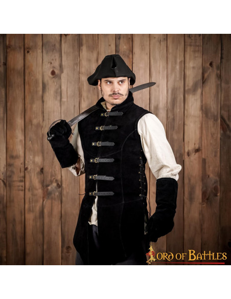 Colete medieval de camurça preta...