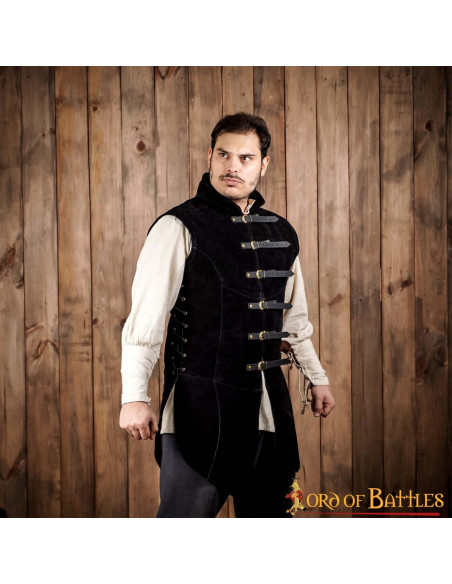 Colete medieval de camurça preta...