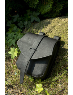 Bolsa medieval modelo Tostig, couro preto