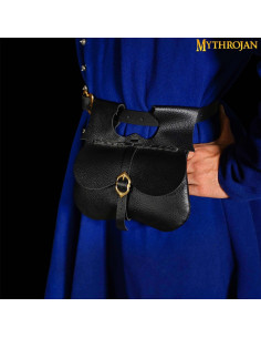 Bolsa medieval em couro preto (21,60 x 22,80 cm.) 2