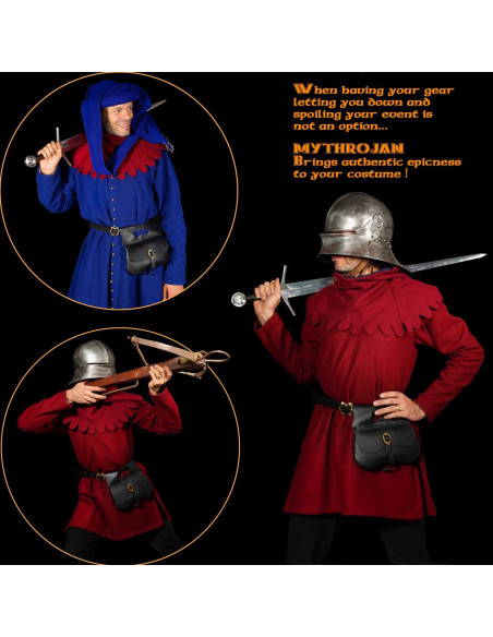 Bolsa medieval em couro preto (21,60...