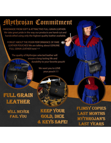 Bolsa medieval em couro preto (21,60...