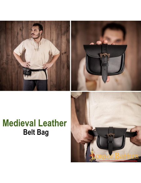 Pequena bolsa medieval em couro...